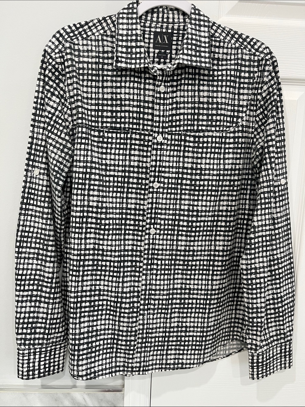 A|X Armani Exchange Black & White Grid Shirt